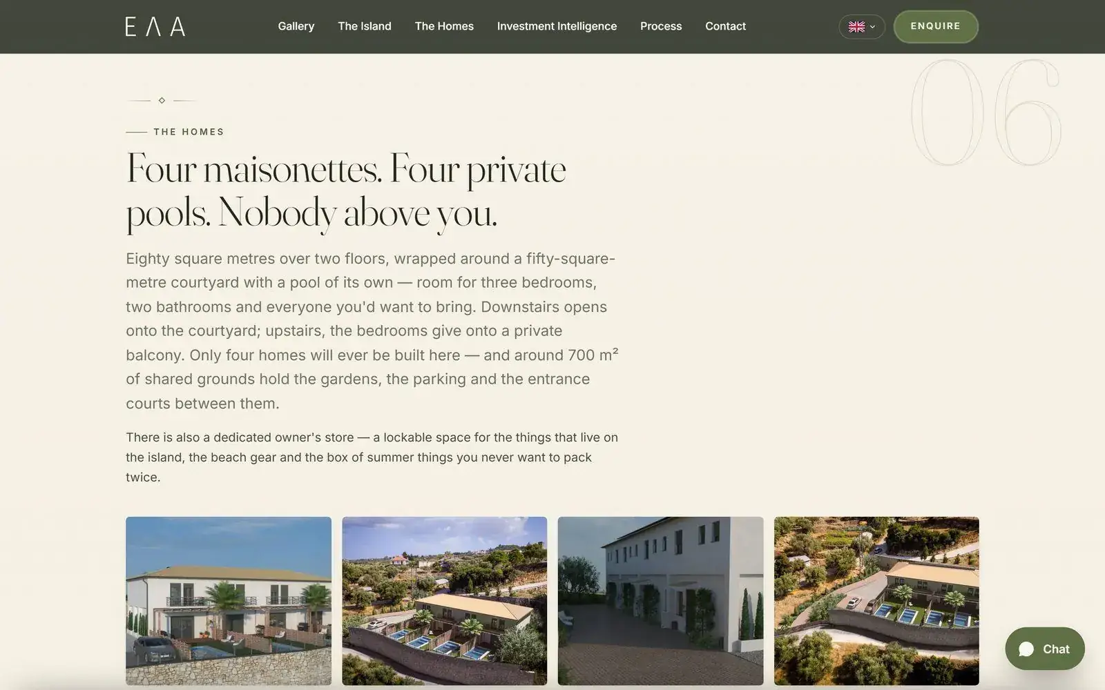 The elahome.gr homes and specification section