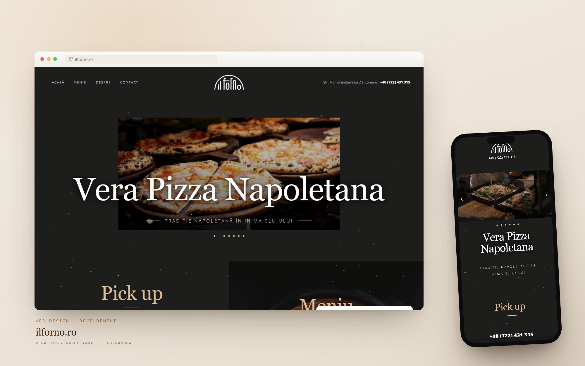 ilforno.ro — la vetrina che Cittago ha progettato e realizzato, su desktop e mobile