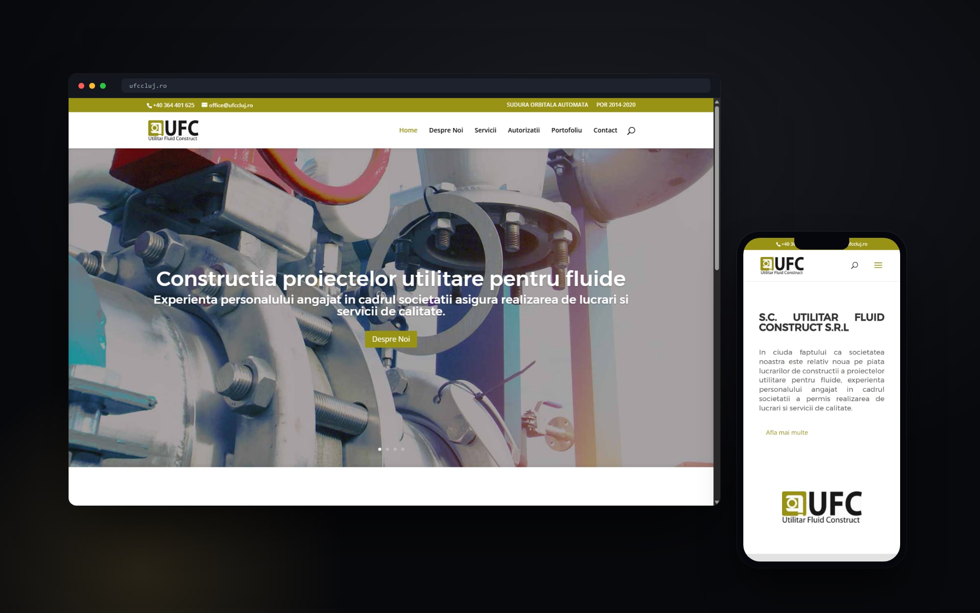 ufccluj.ro — the site Cittago built in 2015, on desktop and mobile